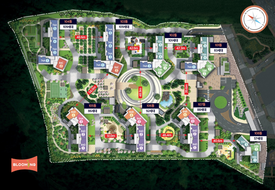 벽산블루밍 벨포레 단지설계 상세